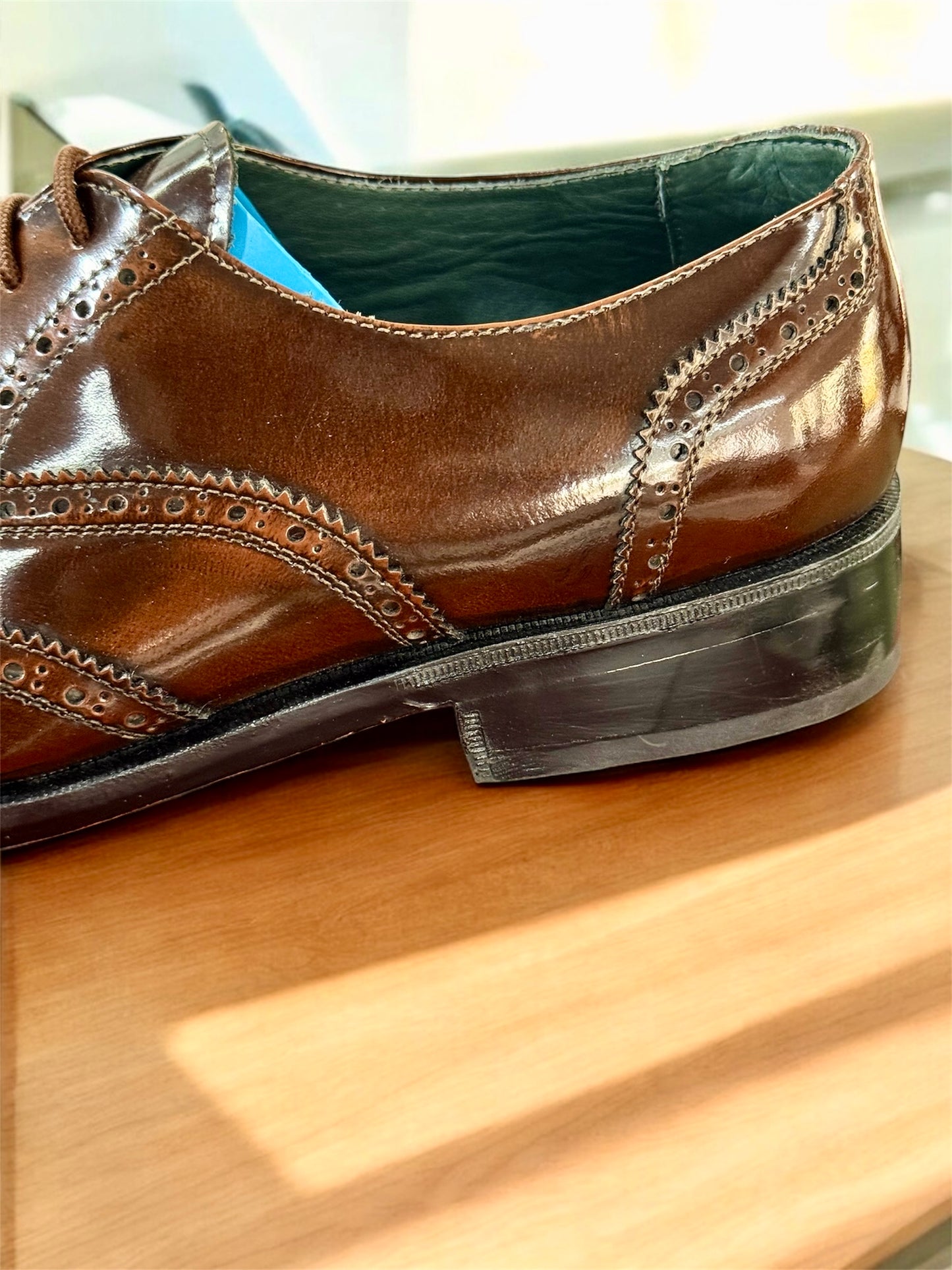 Zapato Oxford Brogue de Cuero Café Elegante para Hombre