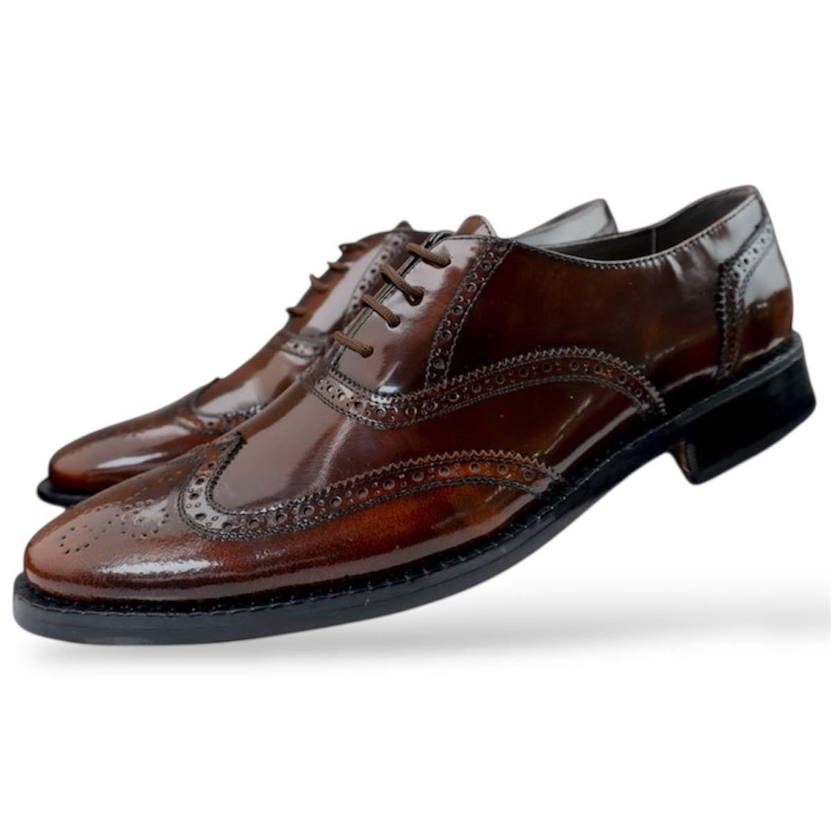 Zapato Oxford Brogue de Cuero Café Elegante para Hombre