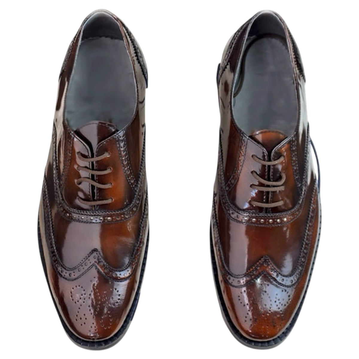 Zapato Oxford Brogue de Cuero Café Elegante para Hombre