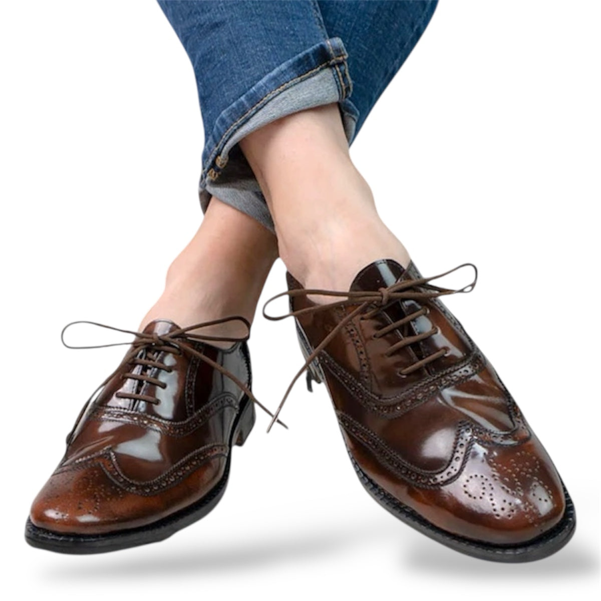 Zapato Oxford Brogue de Cuero Café Elegante para Hombre