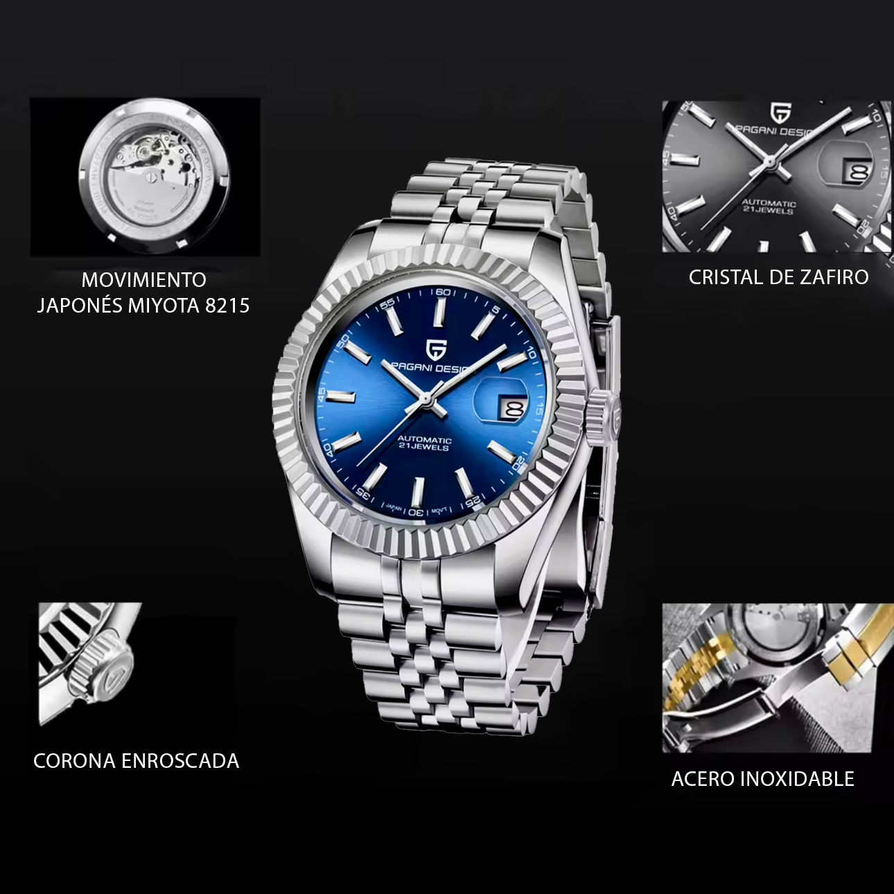 Reloj Pagani Design PD-1645 AUTOMÁTICO - Acero Inoxidable 100m