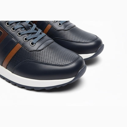 Tenis en Cuero 100% - Negro con combinación lateral Marrón