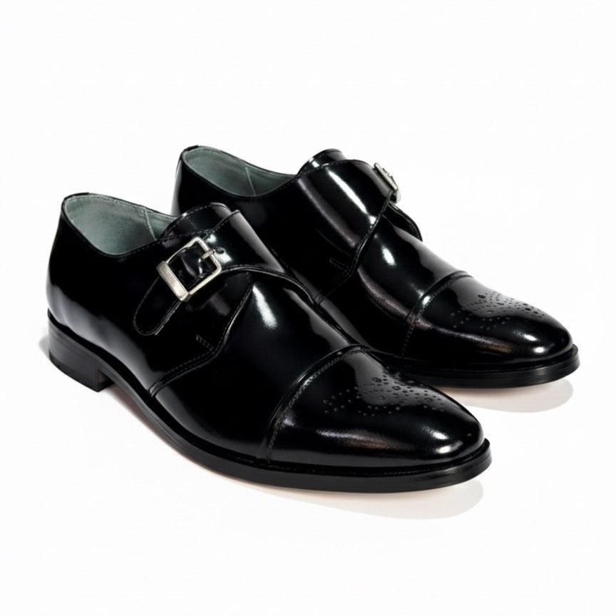 Zapatos de Vestir Tipo Monk Strap en Cuero + Correa en Cuero 100%
