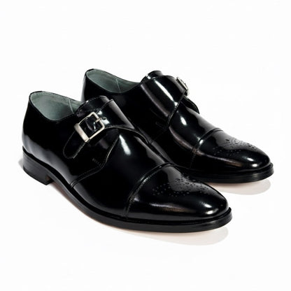 Zapatos de Vestir Tipo Monk Strap en Cuero + Correa en Cuero 100%