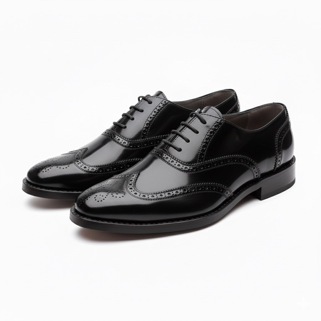 Zapato Oxford Brogue de Cuero Negro Elegante para Hombre