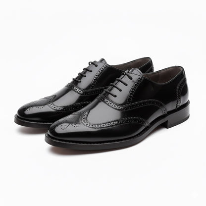 Zapato Oxford Brogue de Cuero Negro Elegante para Hombre