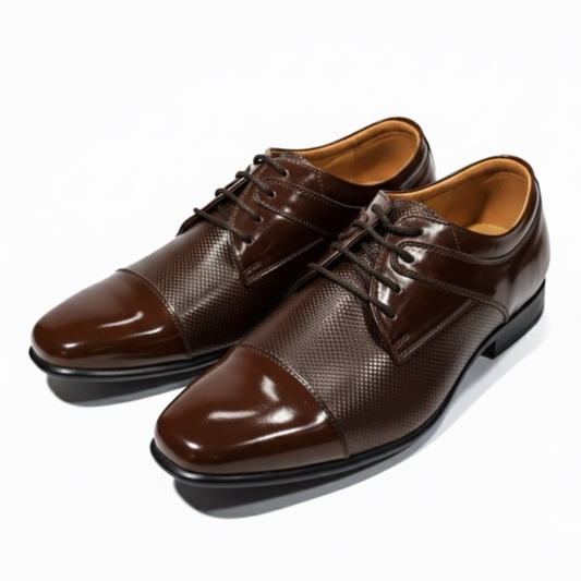 Zapatos de Vestir en Cuero Charol Marrón para Hombre – Estilo Oxford Elegante