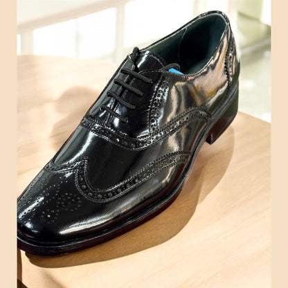 Zapato Oxford Brogue de Cuero Negro Elegante para Hombre