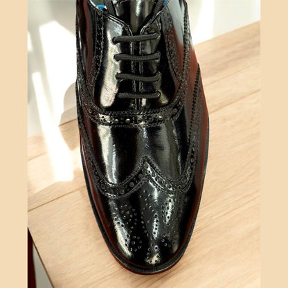 Zapato Oxford Brogue de Cuero Negro Elegante para Hombre