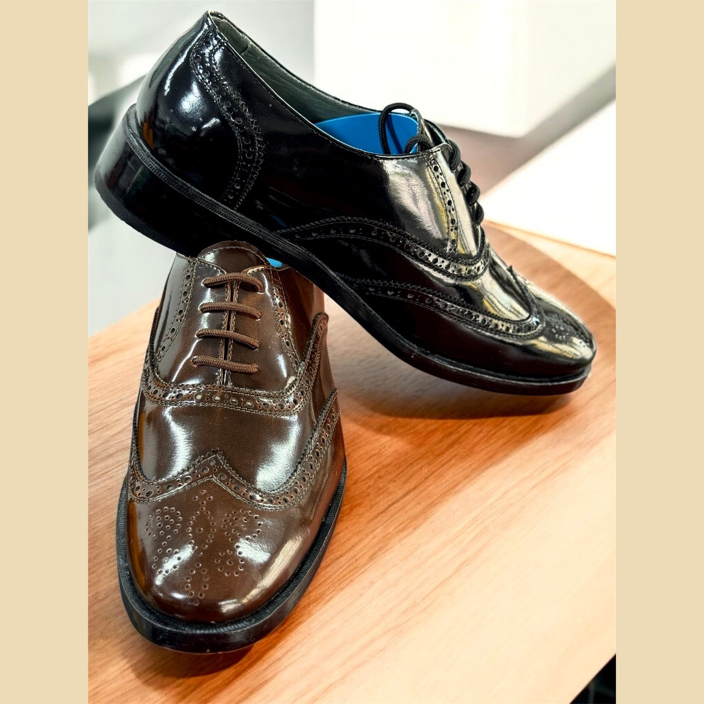 Zapato Oxford Brogue de Cuero Negro Elegante para Hombre