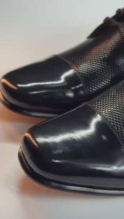 Zapatos de Vestir en Cuero Charol Negro para Hombre – Estilo Oxford Elegante