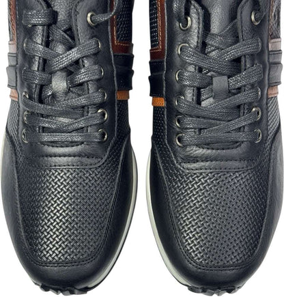 Tenis en Cuero 100% - Negro con combinación lateral Marrón